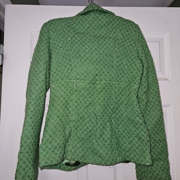 Marciano S/P Wool Blend Green Metallic Tweed Blazer Jacket - Picture 11 of 15